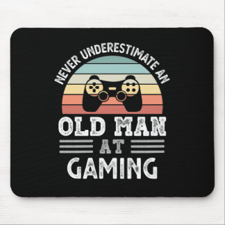 Old Man at Gaming Fathers Day Funny Gift Mouse Mat
