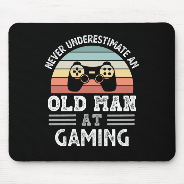Old Man at Gaming Fathers Day Funny Gift Mouse Mat (Front)