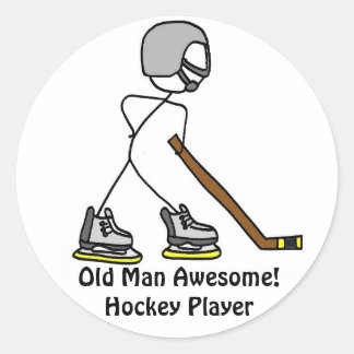 Old Man Awesome! Hockey... Classic Round Sticker