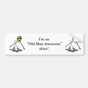 Old Man Awesome Skier Bumper Sticker