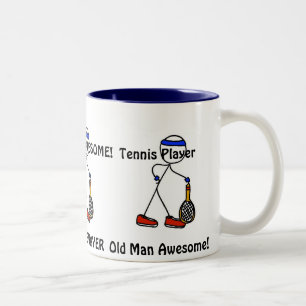 Old Man Awesome! Tennis Player Two-Tone Coffee Mug