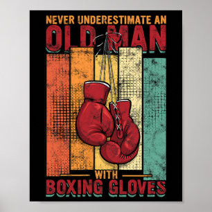 Old Man Boxing - Vintage  Poster