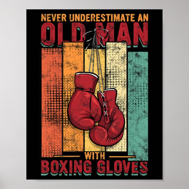 Old Man Boxing - Vintage  Poster (Front)