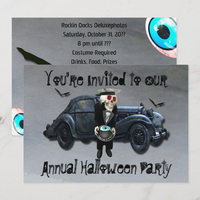 Old Man Car Smokey Road Halloween Party Invitation (Front/Back)