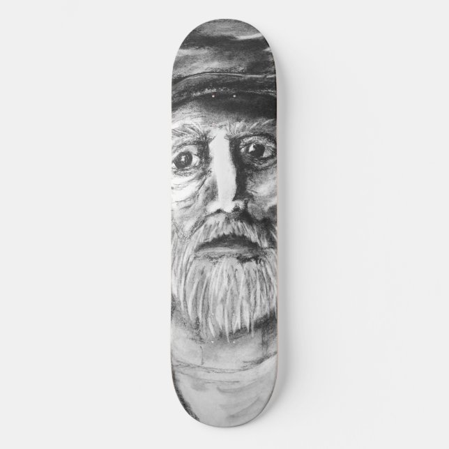 Old Man Charcoal Drawing Skateboard (Front)