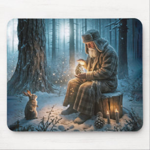 Old Man Christmas With a Rabbit Mouse Mat