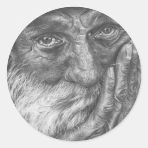 Old man classic round sticker