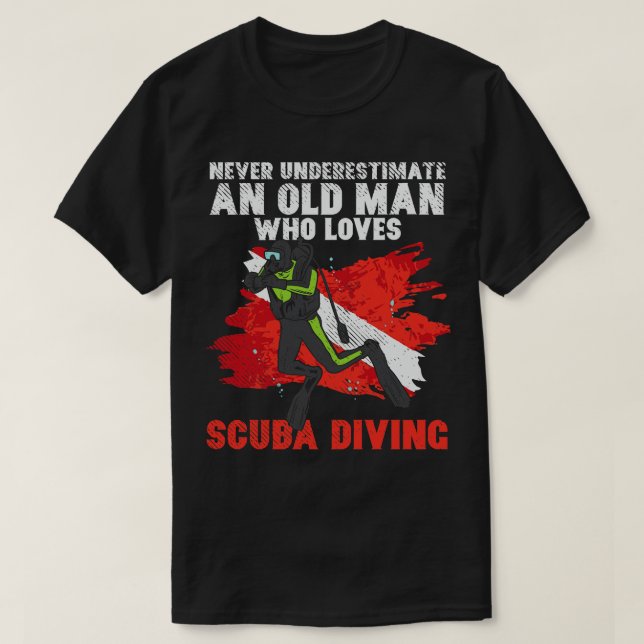 Old Man Diver Diving 2 T-Shirt (Design Front)
