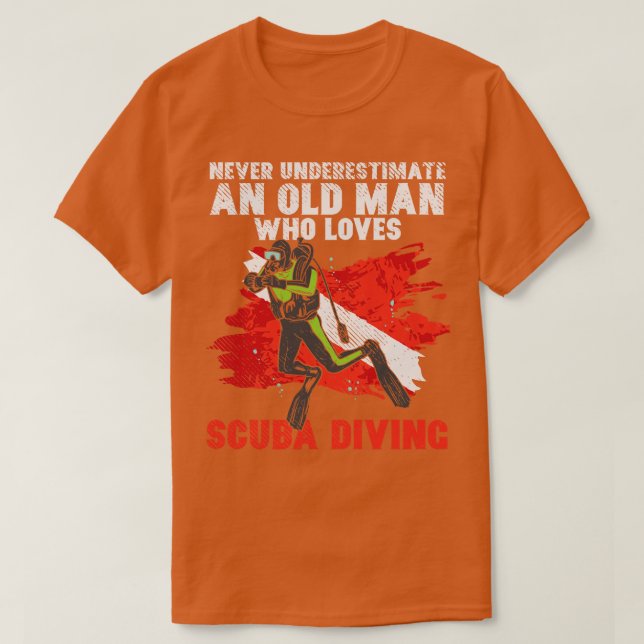 Old Man Diver Diving 3 T-Shirt (Design Front)