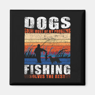 Old Man Fishing Dad Dogs Magnet