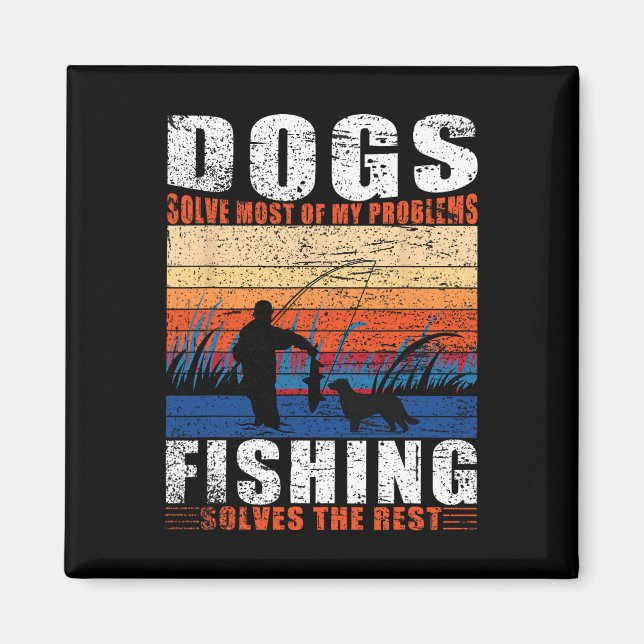Old Man Fishing Dad Dogs  Magnet (Front)