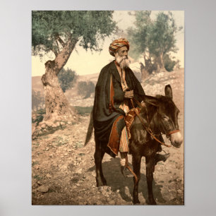 Old man from Bethlehem on a donkey Poster