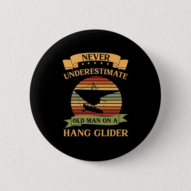 Old Man Hang Glider Hang Gliding Extreme Sports Gi 6 Cm Round Badge (Front)