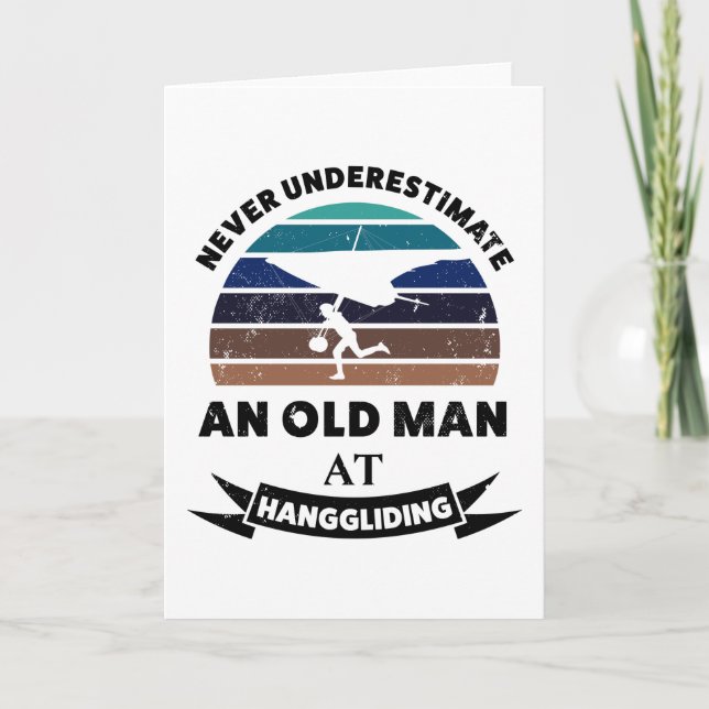 Old Man Hanggliding Funny Gift Dad Card (Front)