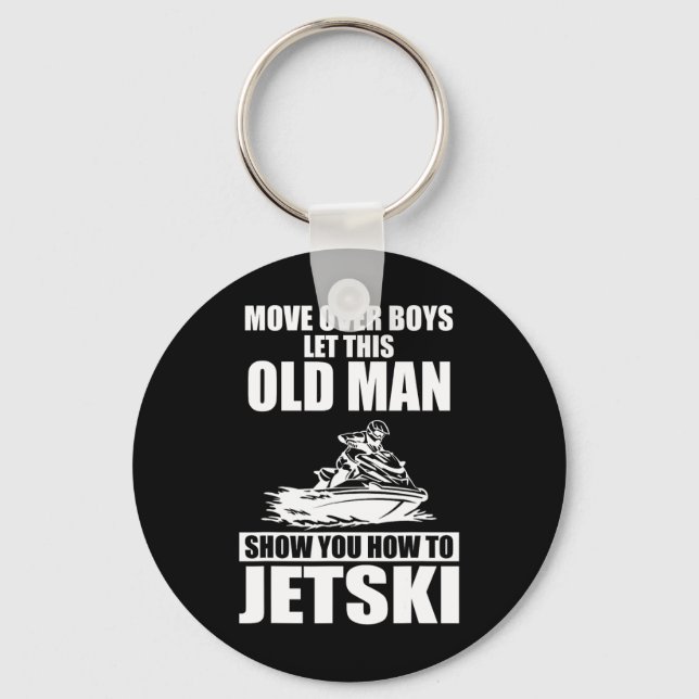 Old Man How To Jetski Cool Funny Jet-ski Jet Skiin Key Ring (Front)