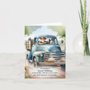 Old Man In a Truck Sympathy Thank You Card