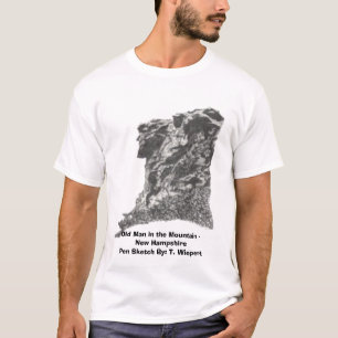 Old Man in the Mountain - New Hampshire - Pen Sket T-Shirt