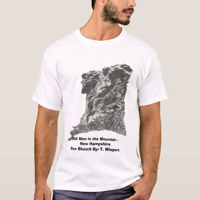 Old Man in the Mountain - New Hampshire - Pen Sket T-Shirt (Front)
