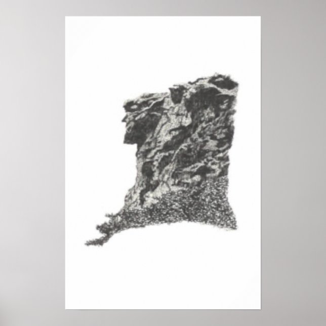 Old Man in the Mountain, NH - Pen Sketch Print  (Front)