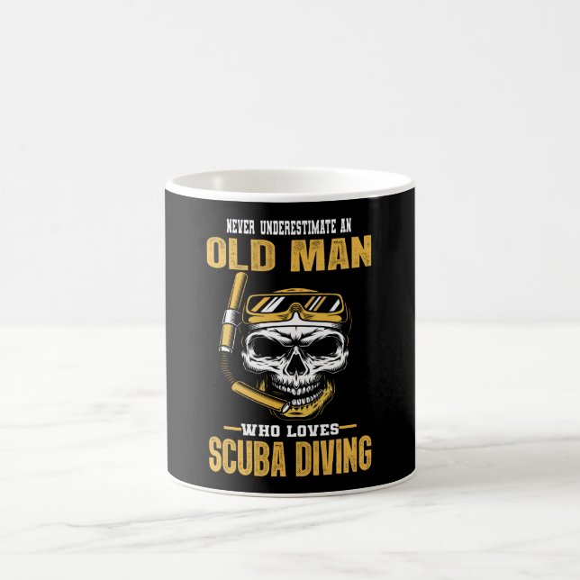 Old man loves scuba diving coffee mug (Center)