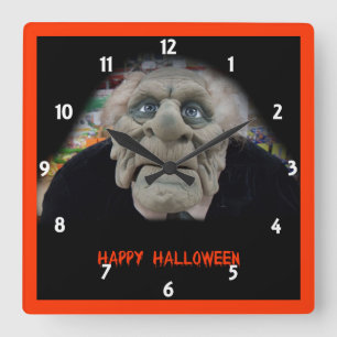 Old Man Mask in Black Background Square Wall Clock