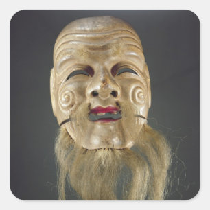 Old Man Mask, Noh Theatre Square Sticker