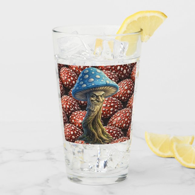 Old man, mushroom blue forest guardian pint glass  (Back Ice)
