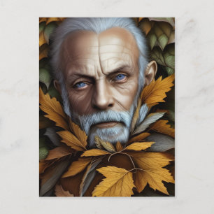Old Man of Autumn Leaves Digital Art Postcard