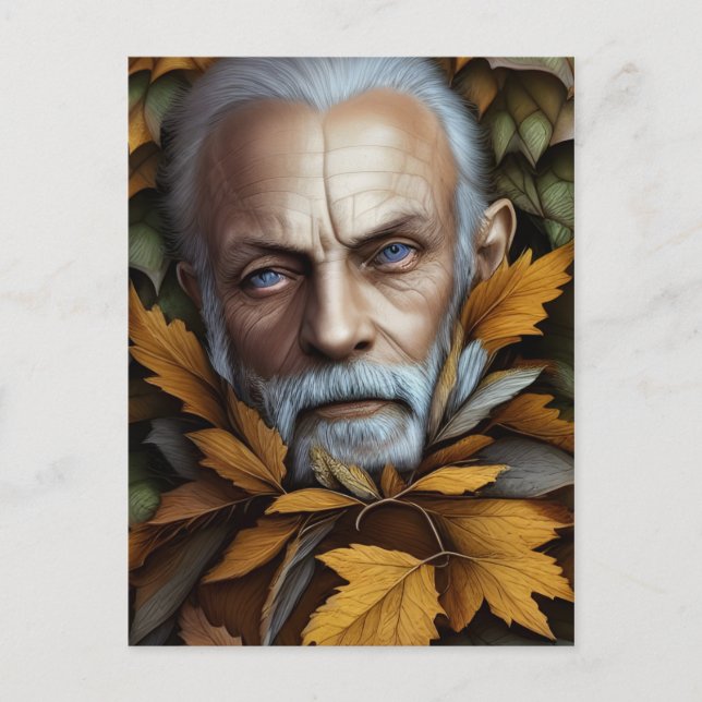Old Man of Autumn Leaves Digital Art   Postcard (Front)