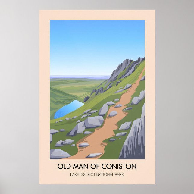 Old Man Of Coniston Lake District Travel Poster (Front)