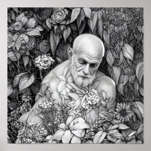 Old Man Of Plants And Flowers Digital Art Poster