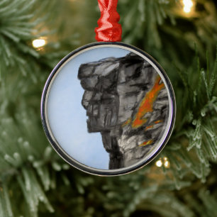 Old Man of the Mountain in Fall Metal Tree Decoration