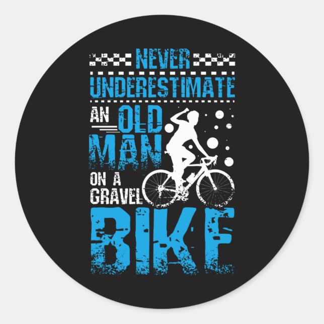 Old Man On A Gravel Bike Classic Round Sticker (Front)