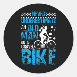 Old Man On A Gravel Bike Classic Round Sticker