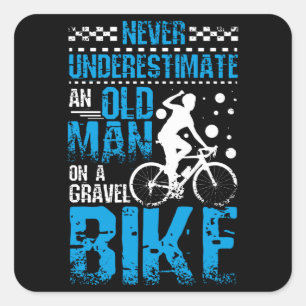 Old Man On A Gravel Bike Square Sticker