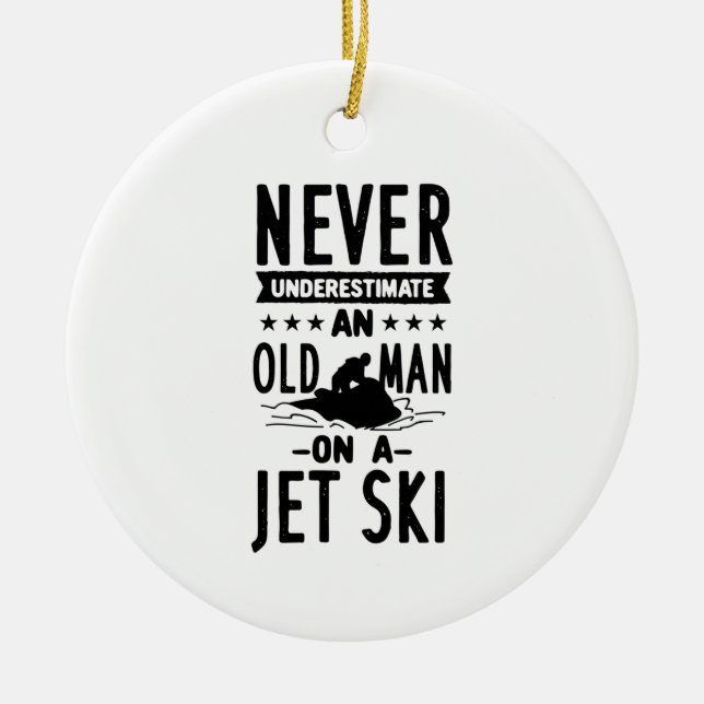 Old Man On A Jet Ski  Ceramic Tree Decoration (Front)