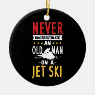 Old Man On A Jet Ski Ceramic Tree Decoration