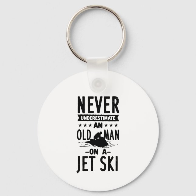 Old Man On A Jet Ski   Key Ring (Front)