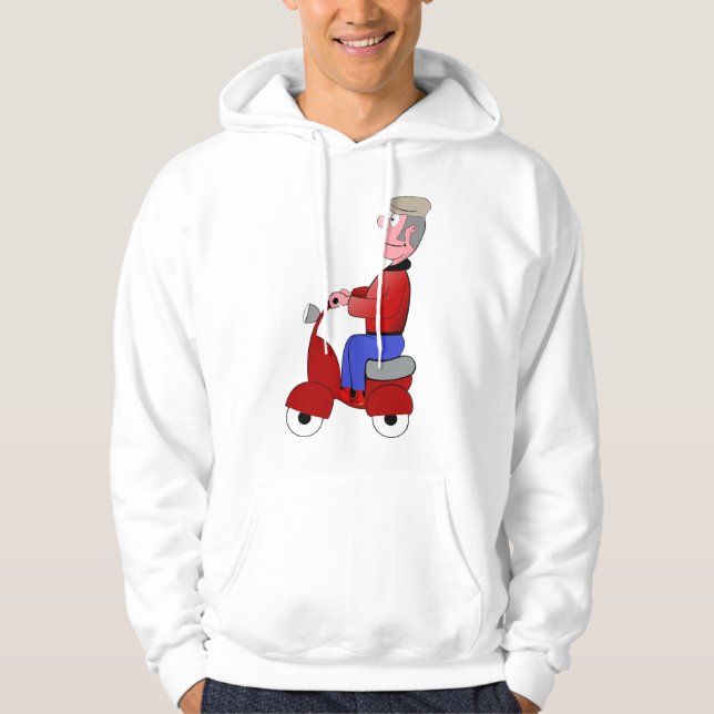 Old Man On A Scooter Mens Hoodie (Front)