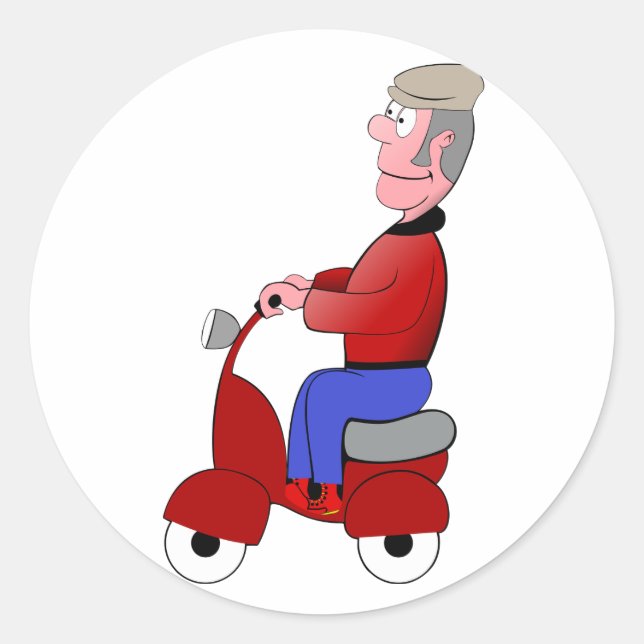 Old Man On A Scooter Stickers (Front)
