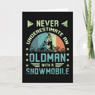 Old Man On A Snowmobile Card
