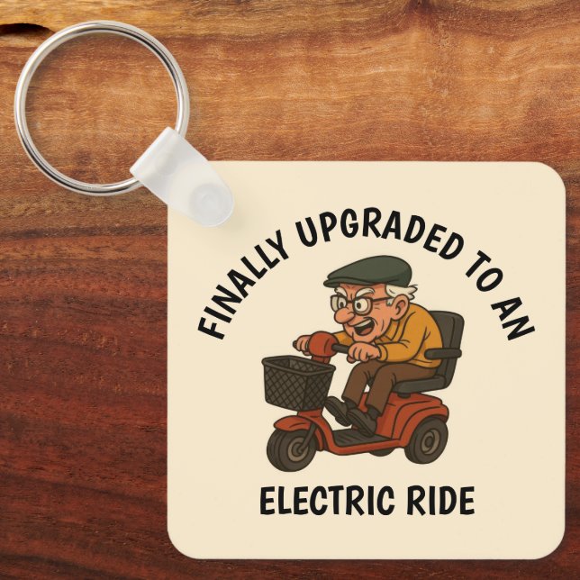 Old Man on Scooter Key Ring (Front)