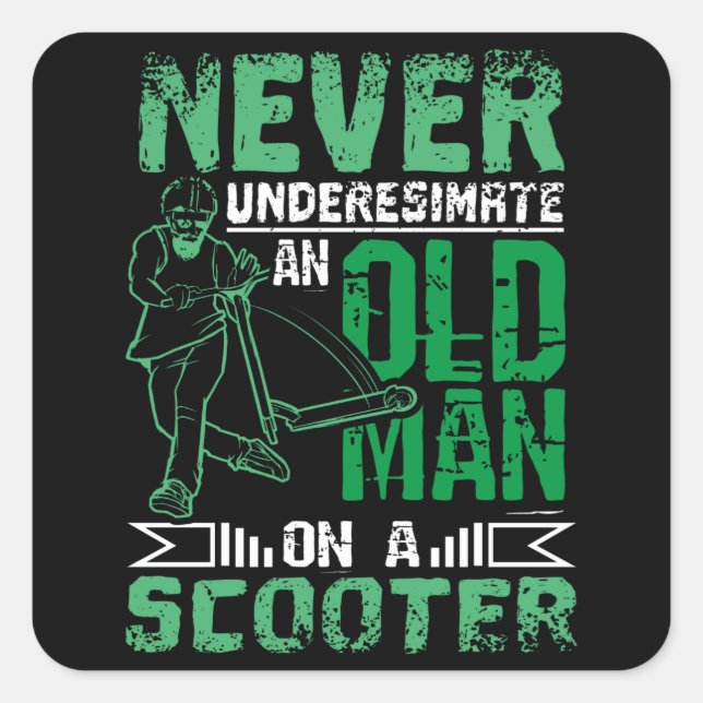 Old Man On Scooter Square Sticker (Front)