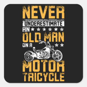 Old Man On Trike Square Sticker