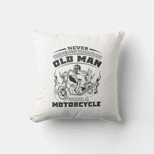 Old Man Passion for motorcycles, Funny Cushion