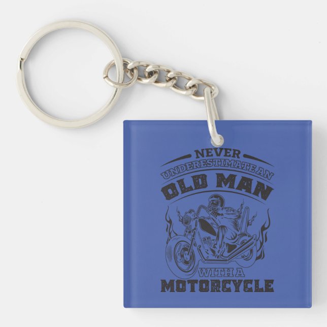 Old Man Passion for motorcycles, Funny Key Ring (Front)