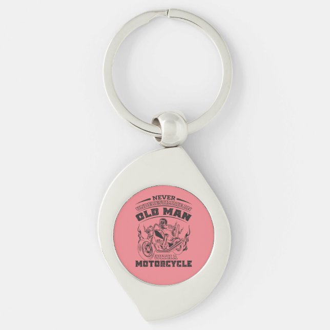 Old Man Passion for motorcycles, Funny Key Ring (Front)
