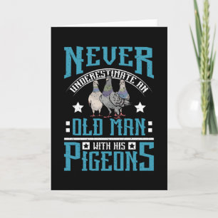 Old Man Racing Pigeons Card