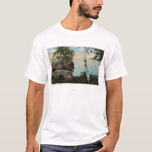 Old Man Rock Formation of Eagle Island View T-Shirt (Front)