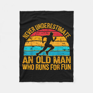 Old Man Running Humour Fitness Lover Funny Senior Fleece Blanket